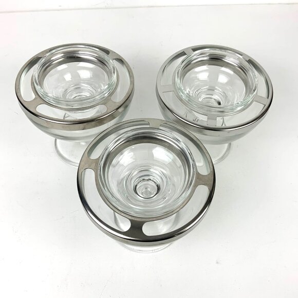 Vintage Glass Stainess Steel Ring Caviar Shrimp Cocktail Icer Server - Picture 15 of 16